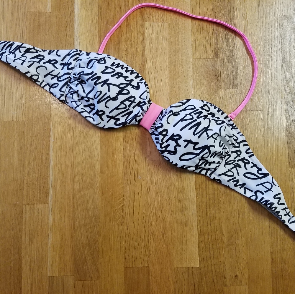 PINK bandeau swim bikini top